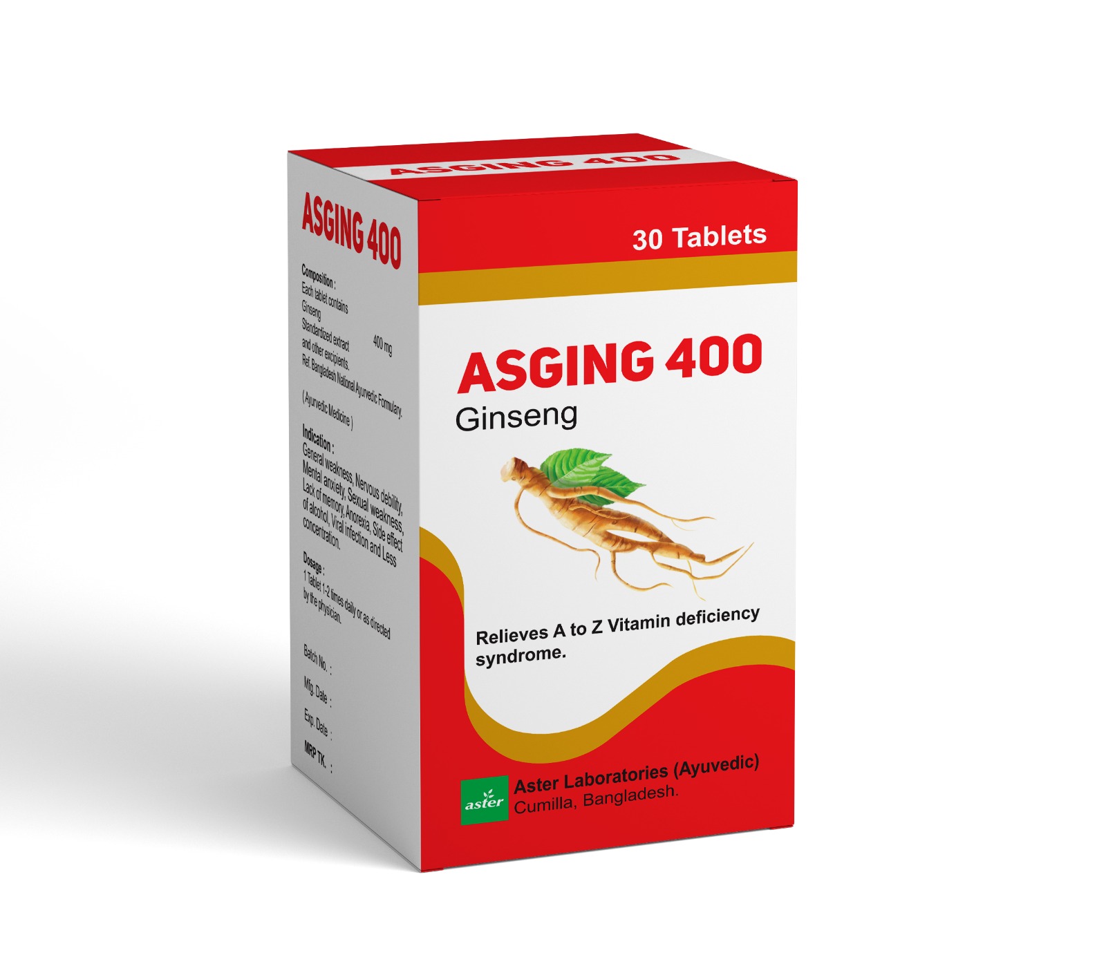 ASGING 400 30 Tablets